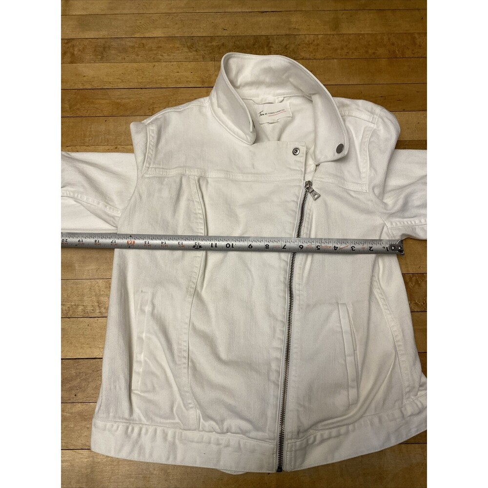 Vince Camuto Two Jacket Women’s Medium White Denim Jeans High Collar - Picture 3 of 14